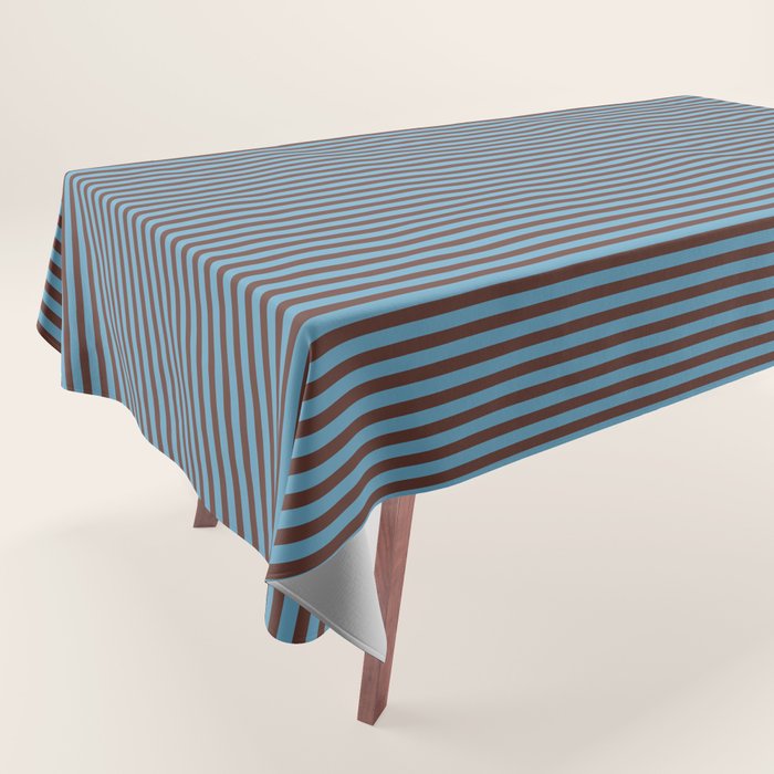 Narrow Stripes Vertical Pattern in Eclectic Brown and Blue Tablecloth Gallery Image 1