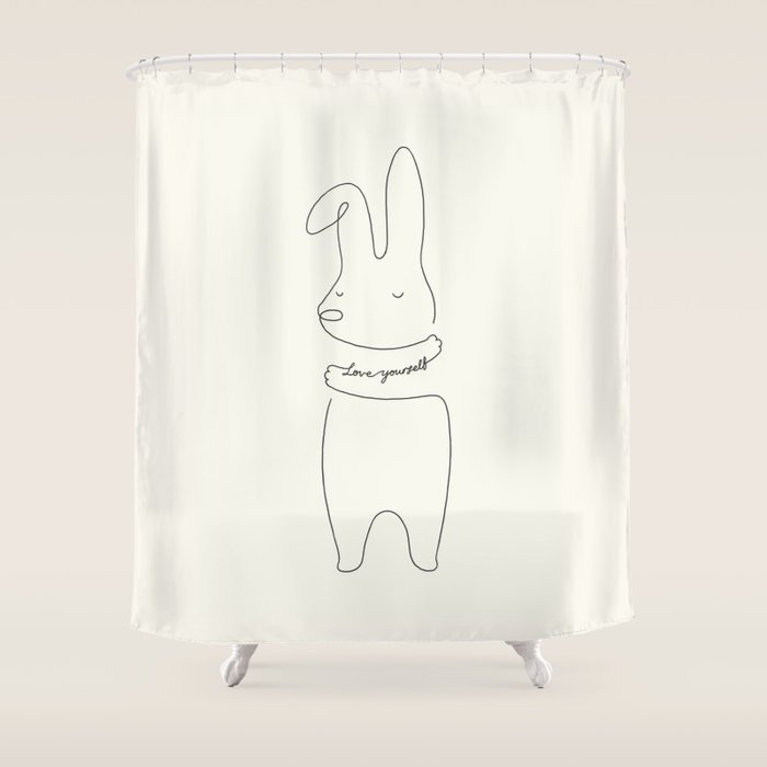 Love Yourself - Bunny Shower Curtain Gallery Image 1