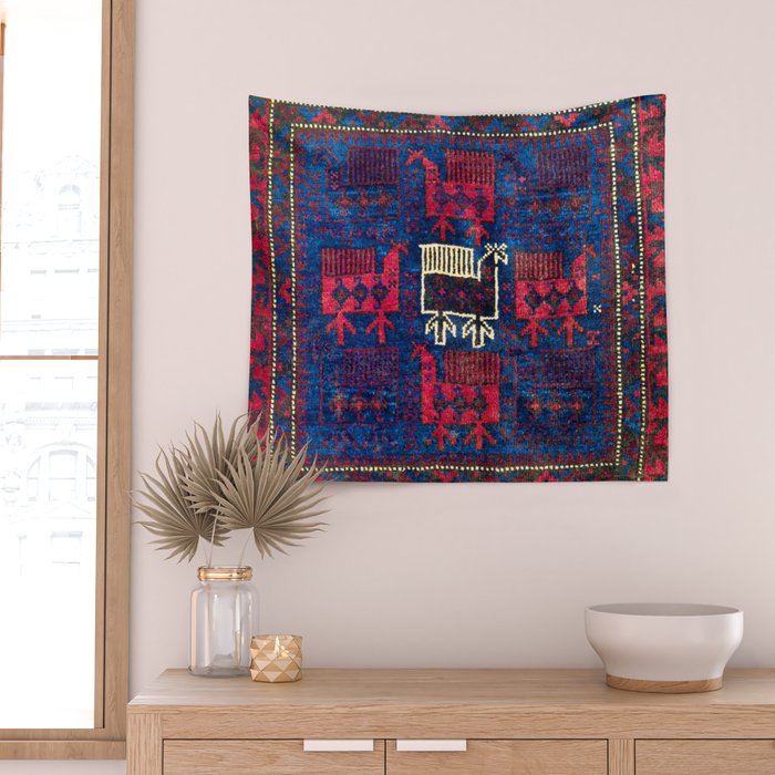 Baluch Khorasan Northeast Persian Bag Face Print With Birds Wall Tapestry Gallery Image 2