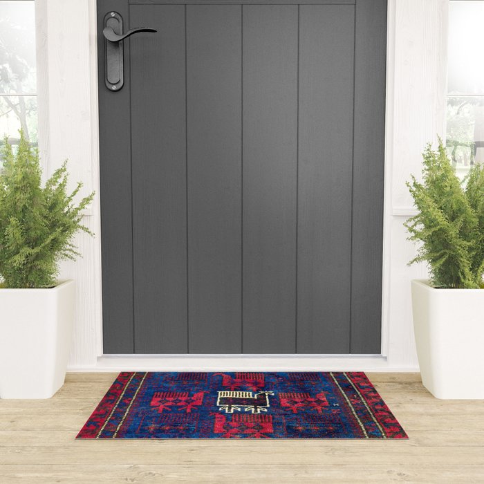 Baluch Khorasan Northeast Persian Bag Face Print With Birds Welcome Mat Gallery Image 3