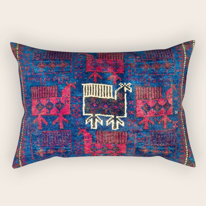 Baluch Khorasan Northeast Persian Bag Face Print With Birds Rectangular Pillow Gallery Image 1