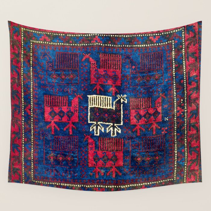 Baluch Khorasan Northeast Persian Bag Face Print With Birds Wall Tapestry Gallery Image 1