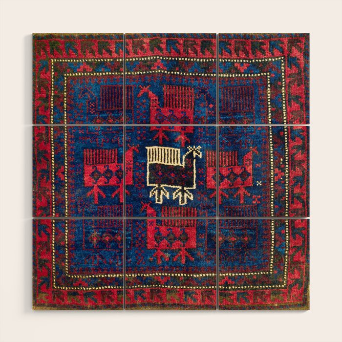 Baluch Khorasan Northeast Persian Bag Face Print With Birds Wood Wall Art Gallery Image 1