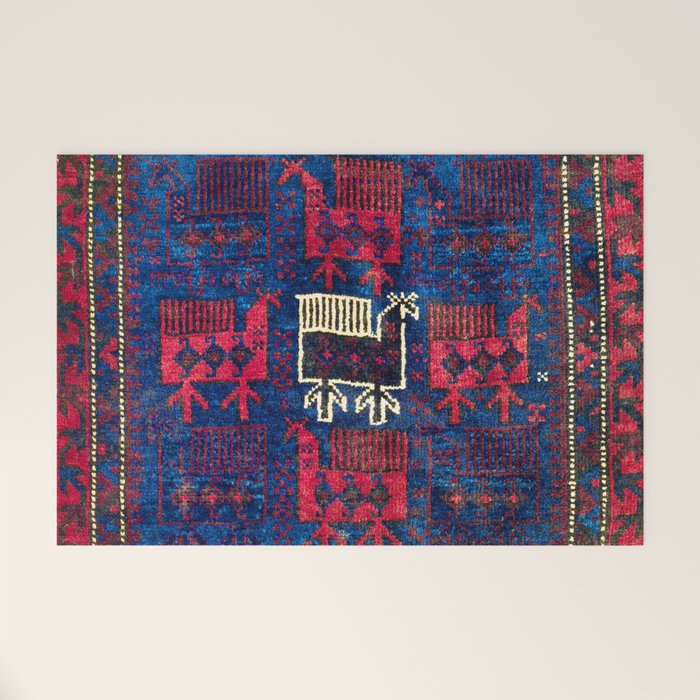 Baluch Khorasan Northeast Persian Bag Face Print With Birds Welcome Mat Gallery Image 1