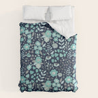 Ditsy Florals, Navy and Teal Duvet Cover Gallery Image 6