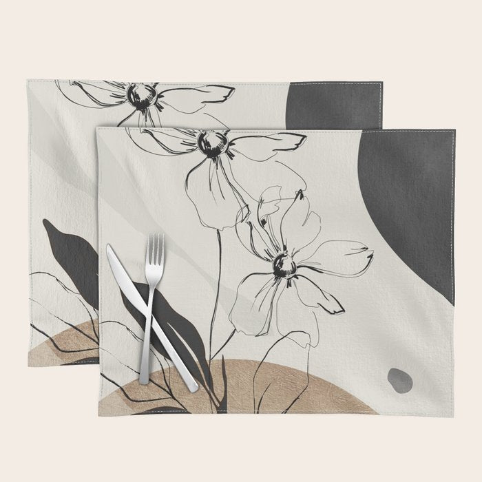 Abstract Art Minimal Flowers 3 Placemat Gallery Image 1