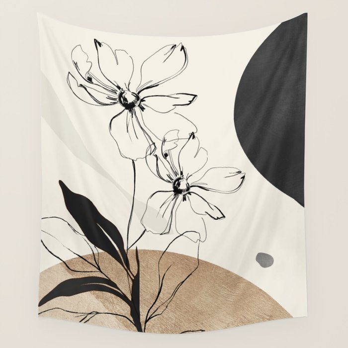Abstract Art Minimal Flowers 3 Wall Tapestry Gallery Image 4