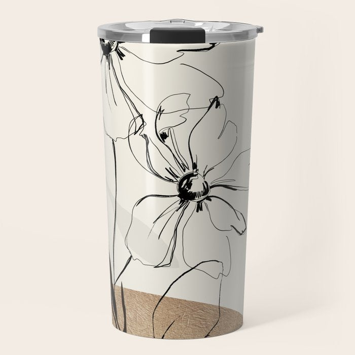 Abstract Art Minimal Flowers 3 Travel Mug Gallery Image 1
