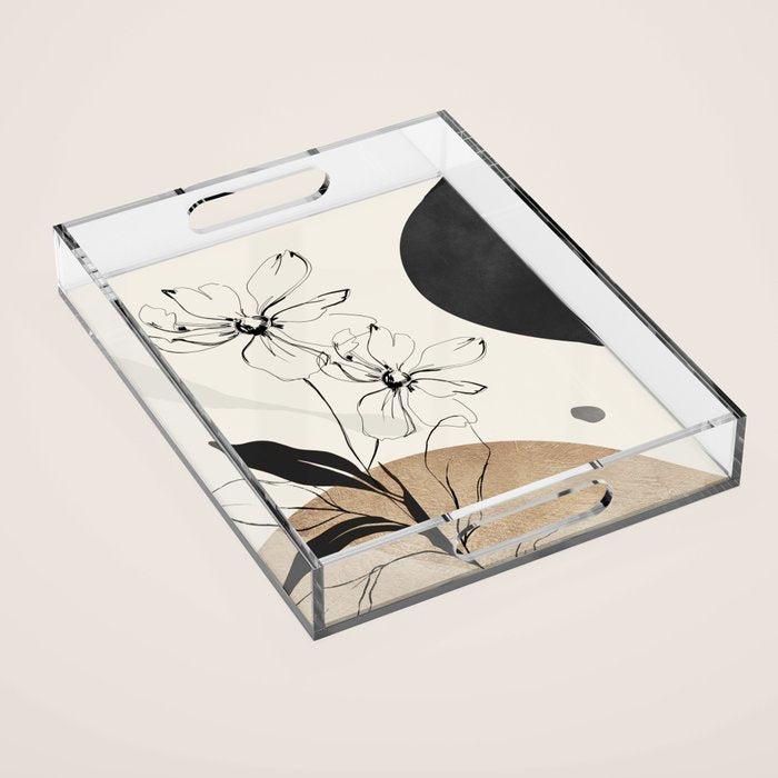 Abstract Art Minimal Flowers 3 Acrylic Tray Gallery Image 1