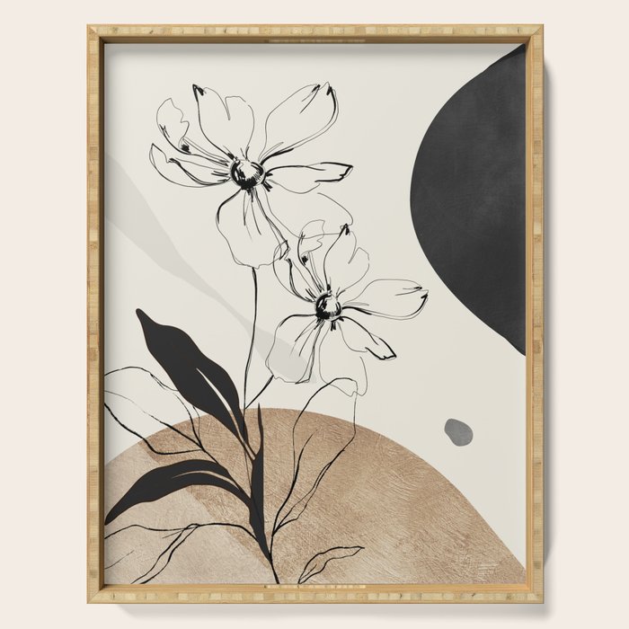 Abstract Art Minimal Flowers 3 Serving Tray Gallery Image 1