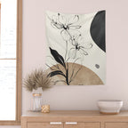 Abstract Art Minimal Flowers 3 Wall Tapestry Gallery Image 2