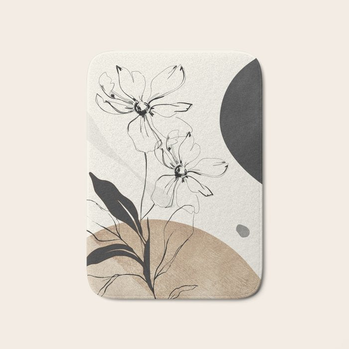 Abstract Art Minimal Flowers 3 Bath Mat Gallery Image 1