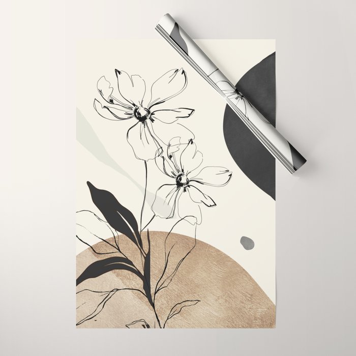 Abstract Art Minimal Flowers 3 Wrapping Paper Gallery Image 1