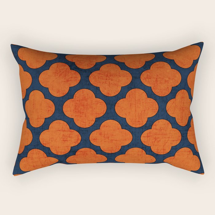 navy and orange clover Rectangular Pillow Gallery Image 2