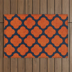navy and orange clover Outdoor Rug Gallery Image 1