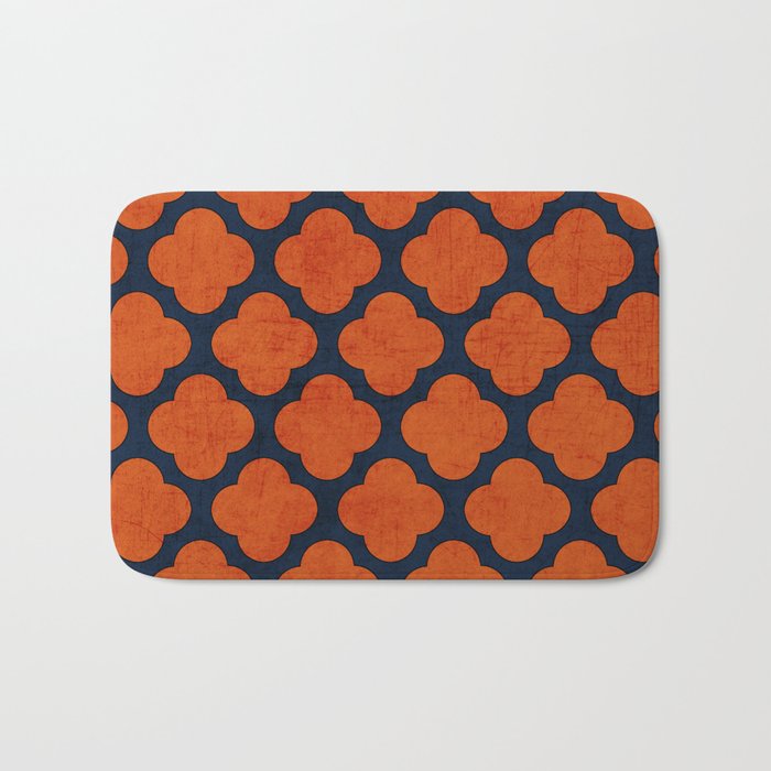 navy and orange clover Bath Mat Gallery Image 1