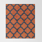 navy and orange clover Throw Blanket Gallery Image 2