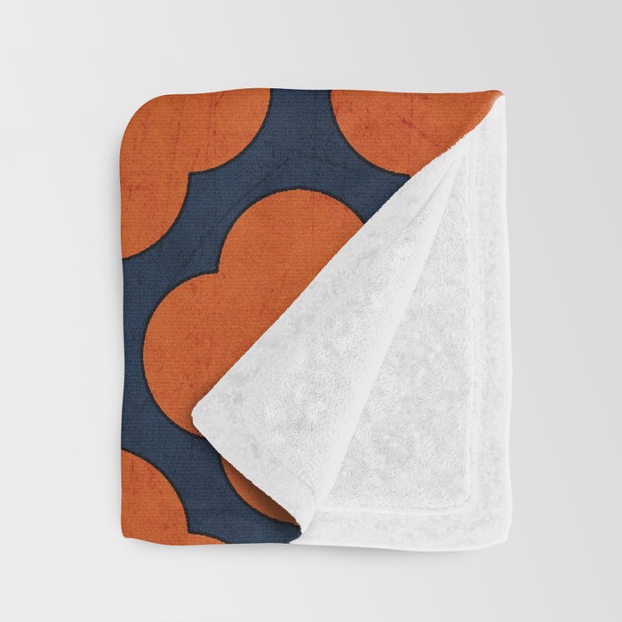 navy and orange clover Throw Blanket Gallery Image 3