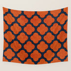 navy and orange clover Wall Tapestry Gallery Image 4