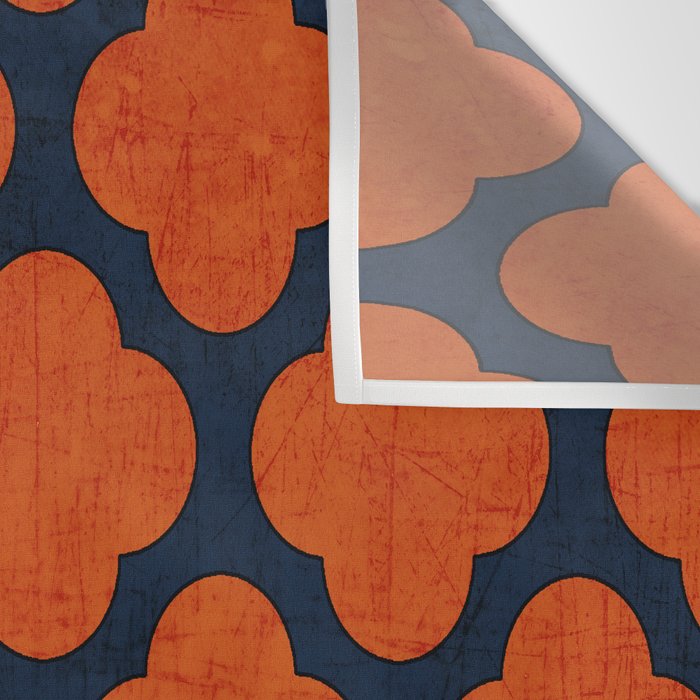 navy and orange clover Wall Tapestry Gallery Image 3