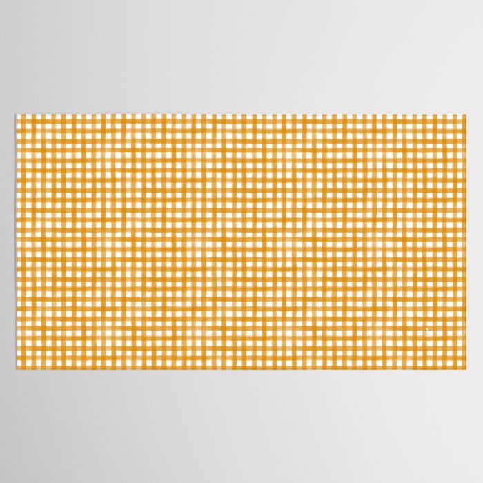 Watercolor Gingham - ochre on white  Tablecloth Gallery Image 2
