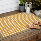 Watercolor Gingham - ochre on white  Outdoor Rug Gallery Image 2