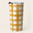 Watercolor Gingham - ochre on white  Travel Mug Gallery Image 3