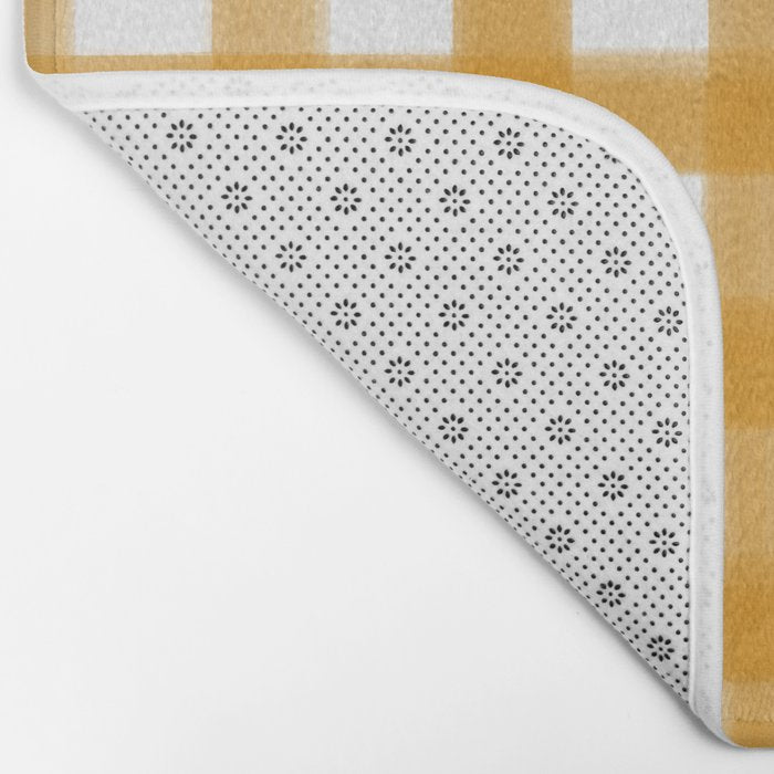 Watercolor Gingham - ochre on white  Bath Mat Gallery Image 2