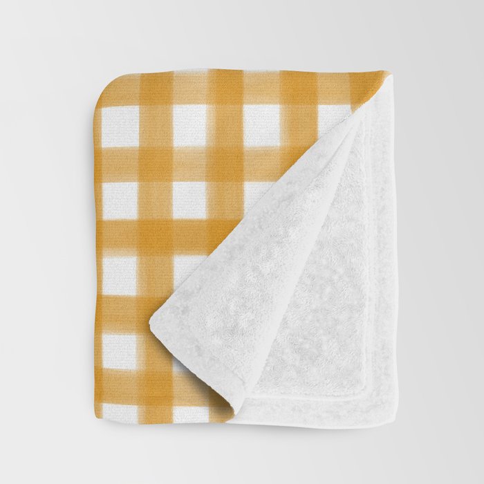 Watercolor Gingham - ochre on white  Throw Blanket Gallery Image 3