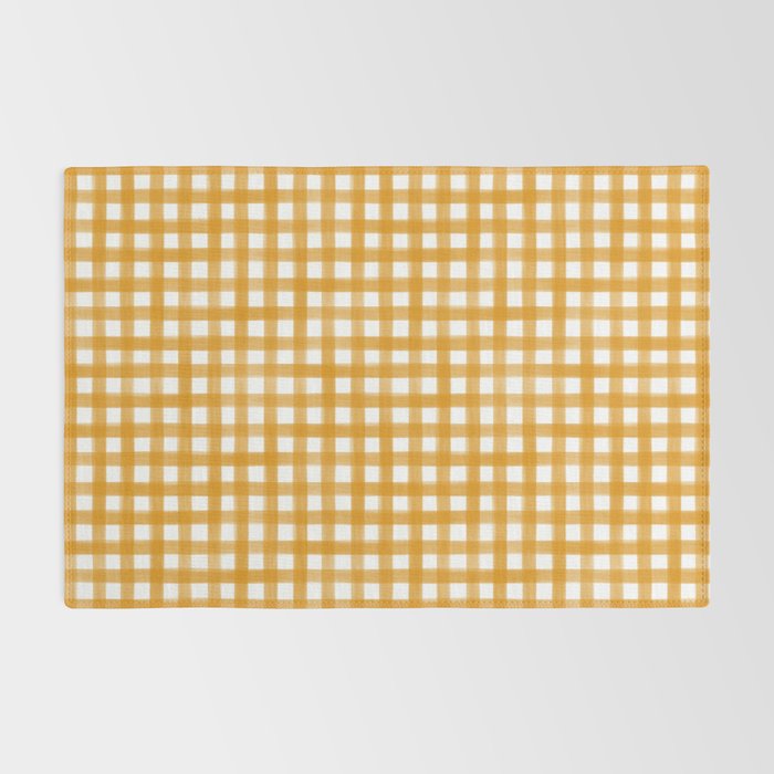 Watercolor Gingham - ochre on white  Rug Gallery Image 2