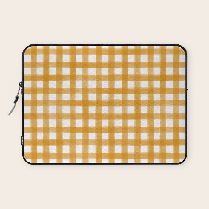 Watercolor Gingham - ochre on white  Laptop Sleeve Gallery Image 1