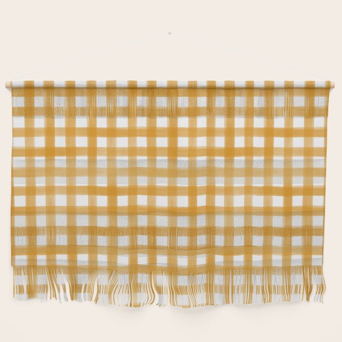 Watercolor Gingham - ochre on white  Wall Hanging Gallery Image 1
