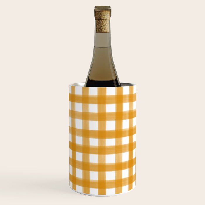 Watercolor Gingham - ochre on white  Wine Chiller Gallery Image 1