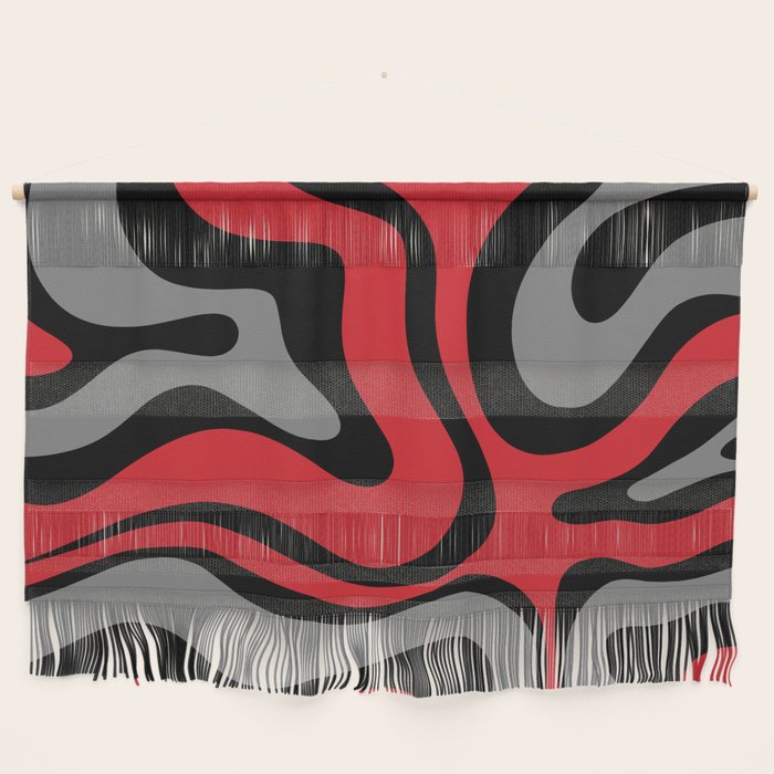 Modern Retro Liquid Swirl Abstract Pattern Black Red Gray Wall Hanging Gallery Image 1