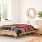 Modern Retro Liquid Swirl Abstract Pattern Black Red Gray Duvet Cover Gallery Image 2
