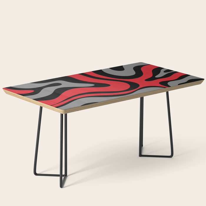 Modern Retro Liquid Swirl Abstract Pattern Black Red Gray Coffee Table Gallery Image 1