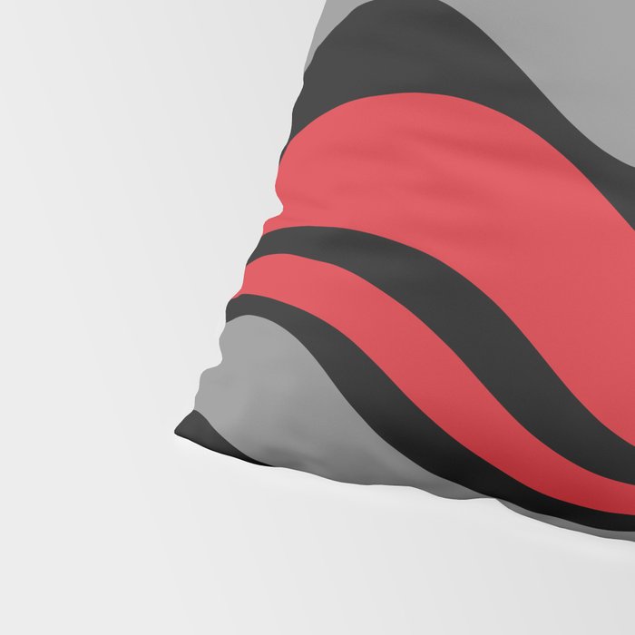 Modern Retro Liquid Swirl Abstract Pattern Black Red Gray Pillow Sham Gallery Image 4