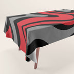 Modern Retro Liquid Swirl Abstract Pattern Black Red Gray Tablecloth Gallery Image 1