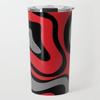 Modern Retro Liquid Swirl Abstract Pattern Black Red Gray Travel Mug Gallery Image 1