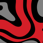 Modern Retro Liquid Swirl Abstract Pattern Black Red Gray Coffee Mug Gallery Image 2