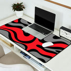 Modern Retro Liquid Swirl Abstract Pattern Black Red Gray Desk Mat Gallery Image 2