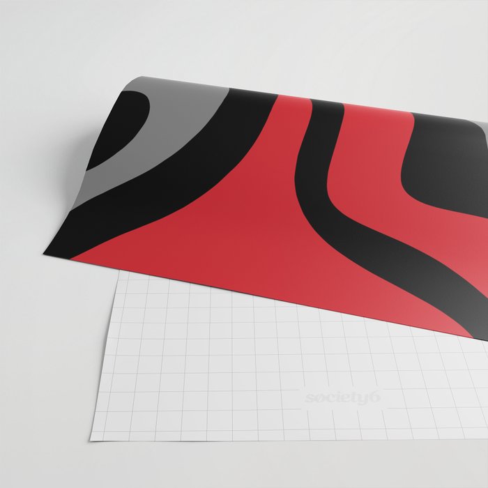 Modern Retro Liquid Swirl Abstract Pattern Black Red Gray Wrapping Paper Gallery Image 2