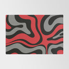 Modern Retro Liquid Swirl Abstract Pattern Black Red Gray Rug Gallery Image 2