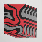 Modern Retro Liquid Swirl Abstract Pattern Black Red Gray Wrapping Paper Gallery Image 3