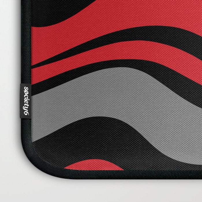 Modern Retro Liquid Swirl Abstract Pattern Black Red Gray Laptop Sleeve Gallery Image 3
