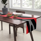 Modern Retro Liquid Swirl Abstract Pattern Black Red Gray Table Runner Gallery Image 2