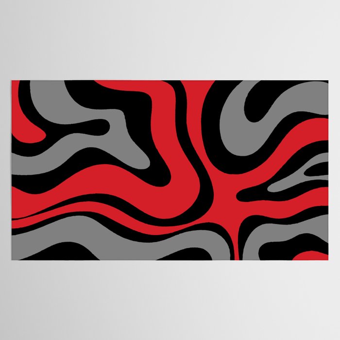 Modern Retro Liquid Swirl Abstract Pattern Black Red Gray Tablecloth Gallery Image 2