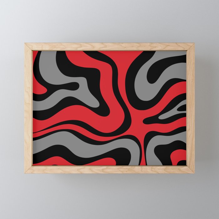 Modern Retro Liquid Swirl Abstract Pattern Black Red Gray Mini Art Print Gallery Image 1