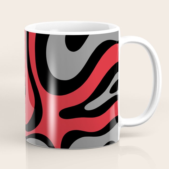 Modern Retro Liquid Swirl Abstract Pattern Black Red Gray Coffee Mug Gallery Image 1