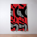Modern Retro Liquid Swirl Abstract Pattern Black Red Gray Window Curtain Gallery Image 3